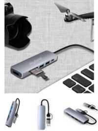 DAYTONA HC-13FL 5'Lİ USB Type-C DOCK/HUB (Giriş:USB Type-C => Çıkış:2*USB+SD+TF+PD)